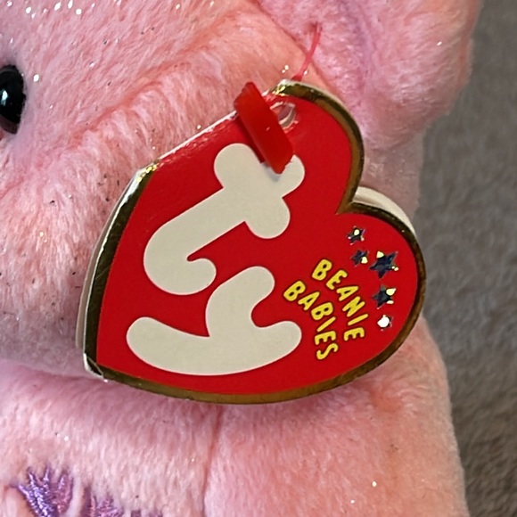 Ty Beanie Babies MUM the Pink Bear Plush DOB May 13, 2001 Sparkly Pink 8" - Picture 4 of 7